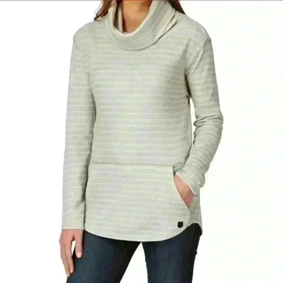 Burton Ellmore Heather Steel Blue Stripe Cowl Neck Pullover Size S - Picture 8 of 8